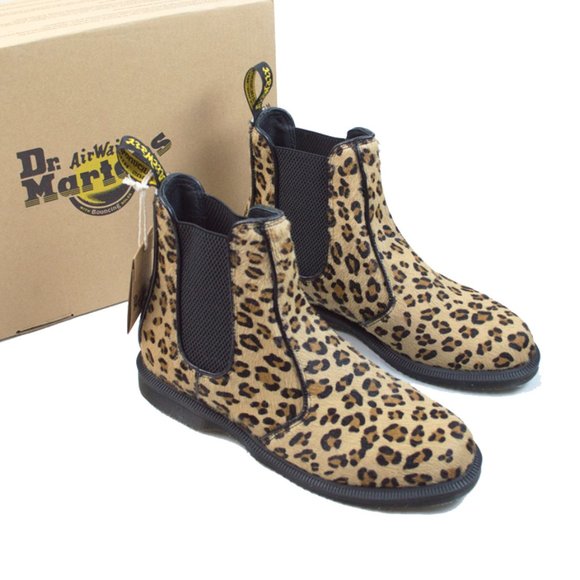 Dr. Martens Orange/ Brown Leopard Flora Hair Boot - Picture 4 of 10
